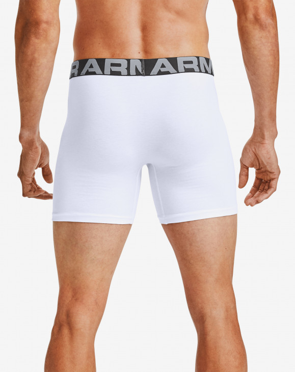 detail Pánské boxerky Under Armour UA Charged Cotton 6in 3 Pack-WHT