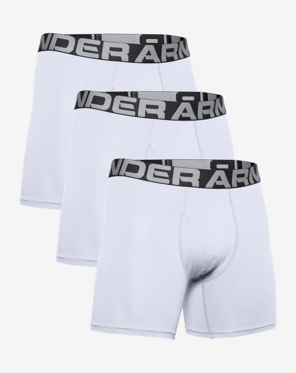 detail Pánské boxerky Under Armour UA Charged Cotton 6in 3 Pack-WHT