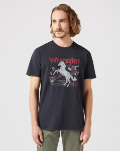 Pánské tričko s krátkým rukávem Wrangler AMERICANA TEE FADED BLACK